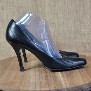 Charles David Nathalie M Black Leather Stiletto Pumps Women's 7.5B Heels Spain